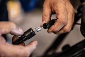 This photo shows disconnecting the cable splitter.