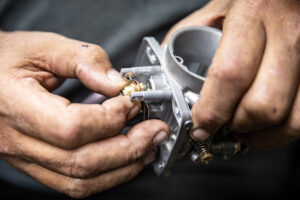 Here's orienting the needle seat, gaskets etc.