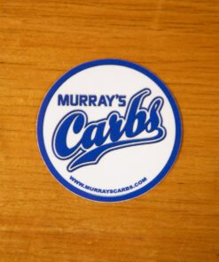Murray's Carbs Logo vinyl split-back sticker.